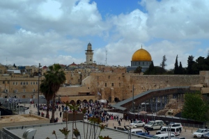 View towards the Western Wall and the Muslim Quarter in the back